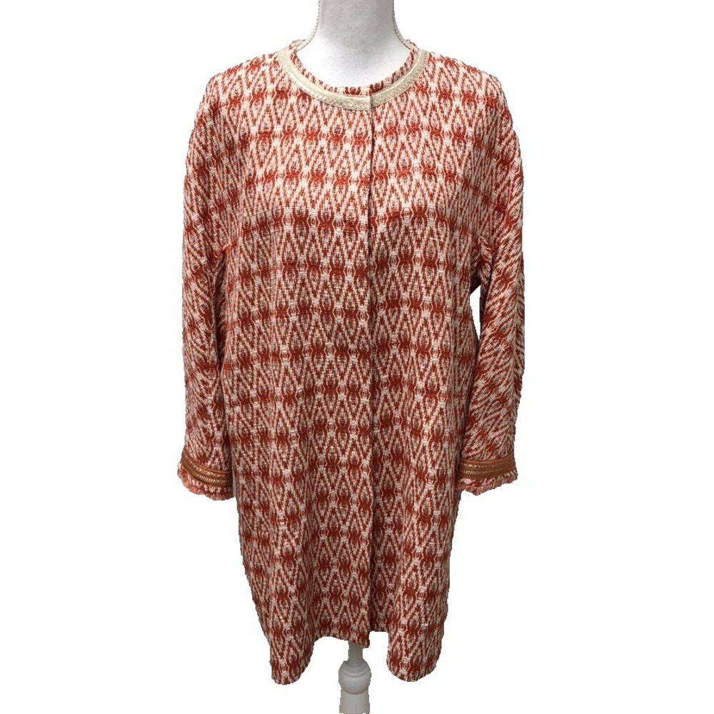 Schneiders Kiana‎ Cotton Tweed Jacket Womens 14 Orange Mid Length Boho Indie